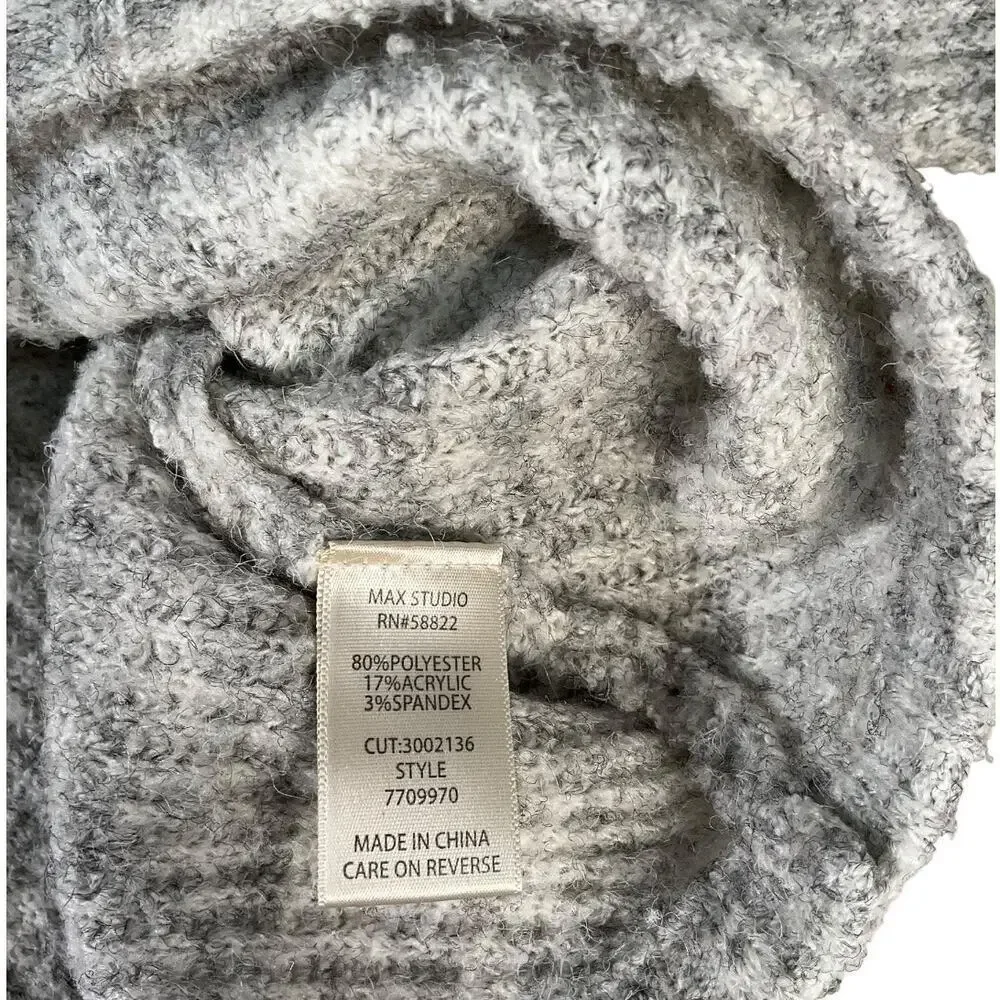 Max Studio Turtleneck Sweater Med Gray Marled Knit Cozy Soft Minimalist Capsule